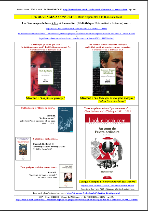 La page 59 du polycopié de Broch présentant non pas 1, non pas 2, mais bien 6 livres de notre cher professeur.